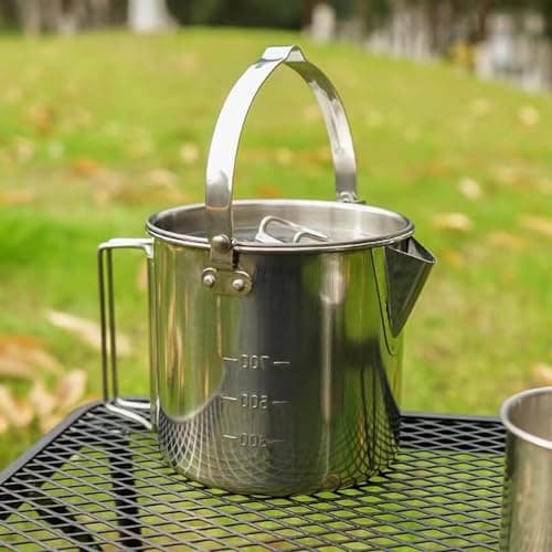 1.2L Camping Pot Stainless Steel Tea Kettle Outdoor Water Boiler — view 2