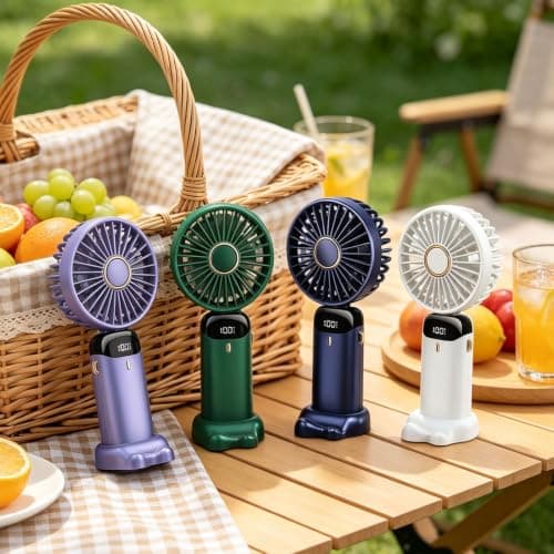 Portable Handheld Rechargeable Fan, Lavender — view 3