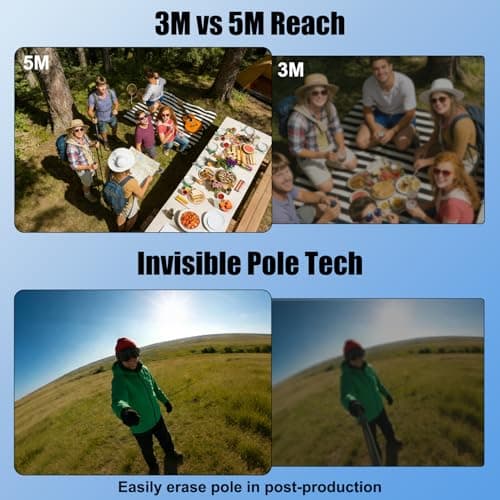 5m/16.4FT Carbon Fibre Invisible Extened Stick compatible for Insta360 X6-X — view 4