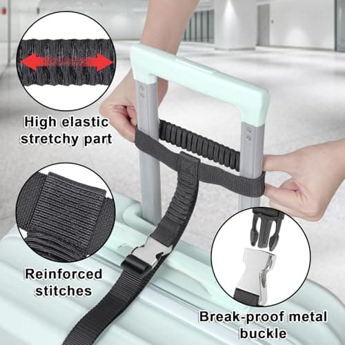 Vigorport Luggage Straps, Metal Luggage Connector Straps for Suitcases, Stretchable Add A Bag Adjustable Attachment Accessories Belts (Black, Medium) — view 5
