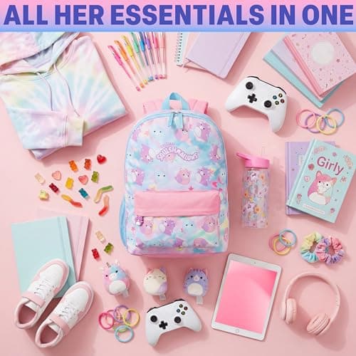 Get Trend Squishmallows Girls Backpack Set, 2 Pcs Lightweight School Bag with 500ml Water Bottle, Sports Travel Book Bag, Kids Large Rucksack, School Supplies, Gifts for Girls (Multi Squishmallows) — view 6