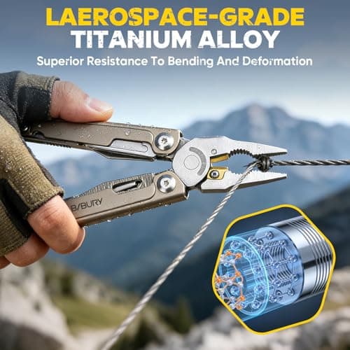 BIBURY Titanium Multitool Pliers, BI2049TI Multi Tool with Screwdriver Bits — view 2