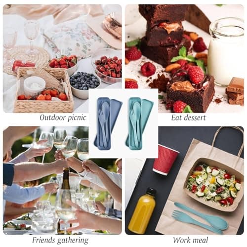 2 Sets Portable Reusable Cutlery Set with Case - Eco-Friendly Travel Cutlery, Compact & Lightweight Utensils for On-The-Go Dining, Perfect for Lunch Boxes, Camping, Picnics — view 6