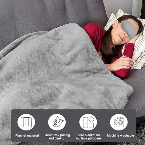 Megcdtr Travel Blanket and Pillow with Eye Mask and Ear Plugs(Grey) — view 6
