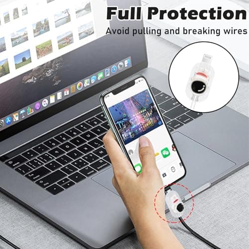 DiyGody Protector Set Compatible for iPhone 40W Charger Plug, Phone Charger Protective Cover for UK Apple Type-C/L Power Adapter, Data Cable Case Wire Saver Cute Design for Girls, White 3D Astronaut — view 5