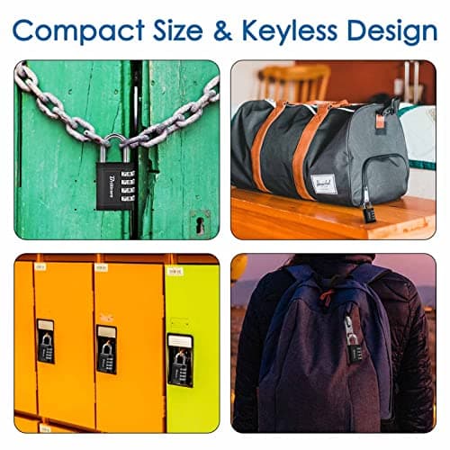 4 Pack Combination Lock, 4-Digit Waterproof Padlock, Zinc Alloy Outdoor Keyless Resettable Travel Luggage Locks for Backpack, Gym Locker, Hasp, Fence, Gate, Case, Toolbox-by Brillirare — view 6