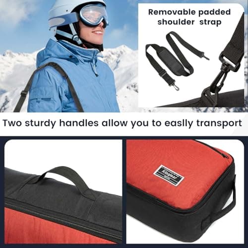 Kioqiear Reinforced Padded Snowboard Bag Perfect for Airplane Travel for Snowboard, Goggles, Gloves, Ski Boots, Available Length in 155cm, 165cm (155th Red) — view 6