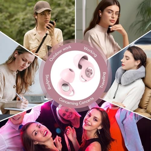 Ear Plugs for Sleep, 45dB Noise Cancelling Earplugs Hearing Protection for Sleep, Concentration, Travel, Work, Concerts, Ultra Comfortable Reusable Silicone Ear Plugs, 8 Tips(XS/S/M/L) & Case(Pink) — view 6