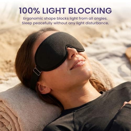 SWEKNAP Blackout Sleep Masks- Soft, Lightweight & Breathable Eye mask for Sleeping- Travel Essentials Gifts for Men and Women- Ideal for Nap with Adjustable Straps - Black — view 6