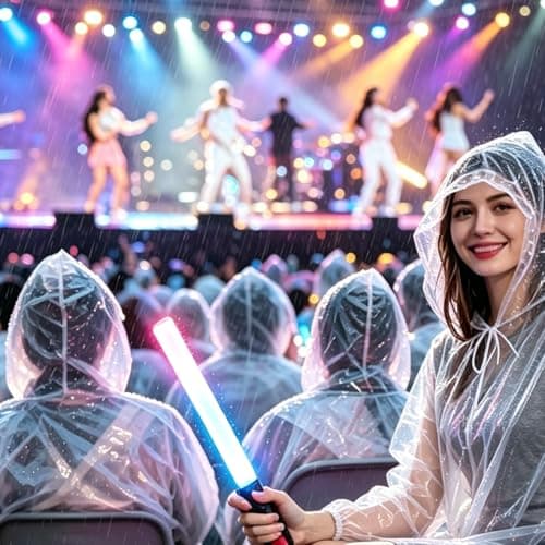 Disposable Rain Ponchos for Adults 12 Packs,Evance Clear Plastic Poncho Waterproof,One Size Fits 150-190cm,Portable Disposable Raincoat With Hood & Sleeves,Emergency Ponchos for Concerts,Travel,Hiking — view 3
