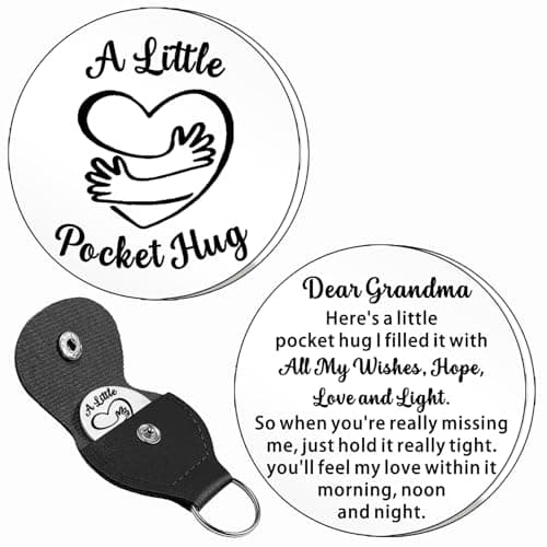 JETTOP Grandma Gifts - Grandma Gifts from Grandchildren Birthday Christmas Mothers Day Present Think of You Missing Long Distance for Grandma Pocket Hug Gifts Keyring
