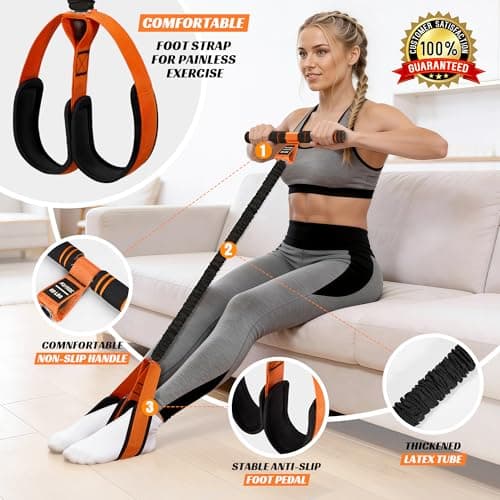 KUTIZE Multifunction Pedal Resistance Bands with Handle, Upgraded Exercise Equipment with Soft Foot Pedal for Sit Up & Full-Body Home Gym Workouts, Core/ABS Training, Pilates, Yoga & Physical Therapy — view 4