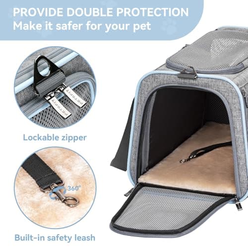 Petsfit Small Cat Carrier Airline Approved ，Expandable Carrier for Kitten Puppy Bunny,41L x 23W x 25H centimetres — view 6