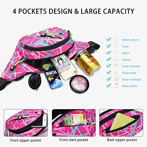 Bum Bag Waist Fanny Pack - Long Keeper Large Fashion Bumbag for Women Men, 4 Pockets Adjustable Waist Bag for Running Hiking Dog Walking Outdoor — view 4
