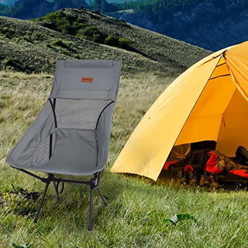 Rainberg Ultra Lightweight High Back Camping Chair, Folding Chair, Camping Chairs for Adults, Foldable Garden Outdoor Picnic BBQ Chairs. (Pack of 2, Grey) — view 6