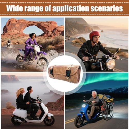 Motorcycle Tail Bag,Outdoor Motorcycle Luggage Bag Carrier | Leather Storage Organizer Gear Pouch for Men Women Bike Luggage Cycling Accessories Electric Scooter Road Trip Travel — view 4