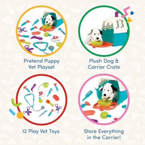 Battat Veterinarian Toy Set, 15-Piece Dalmatian Puppy Carrier Play, Playset — view 3