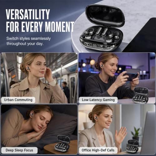 Clip Headphones Wireless No Lag Audio Earphone Charger Station — view 5