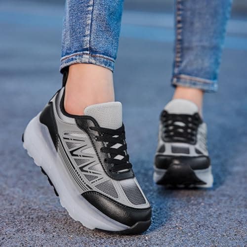 Roller Skate Shoes for Women Girls Sneakers with Detachable Wheels Sport Shoe Suitable for Halloween Christmas Birthday Party Gifts White Black — view 2