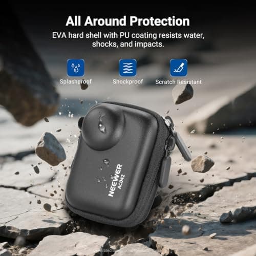 NEEWER Storage Case Compatible with Insta360 GO Ultra, Protective Portable Travel PU Hard Shell Carrying Bag with Mesh Pocket & Carabiner, Action Camera Accessories, AC042 — view 3