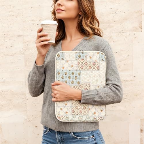 Puffy Laptop Sleeve 13 Inch Cute Floral Laptop Case Soft Quilted Computer Case Protective Cover for MacBook Notebook — view 2