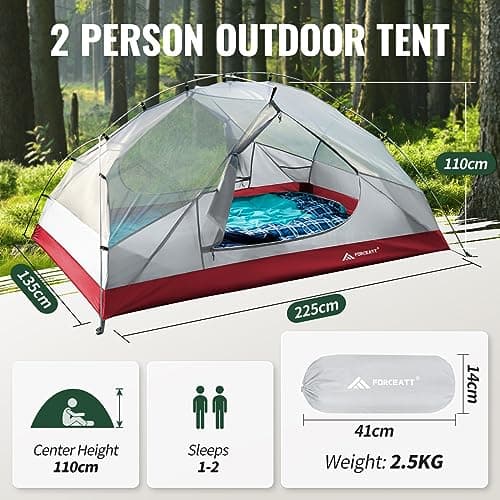 Forceatt Camping Tent, 2-3 Man Tent PU3000mm Waterproof DomeTent Lightweight Portable Easy Setup for Hiking Backping Eurohike — view 3