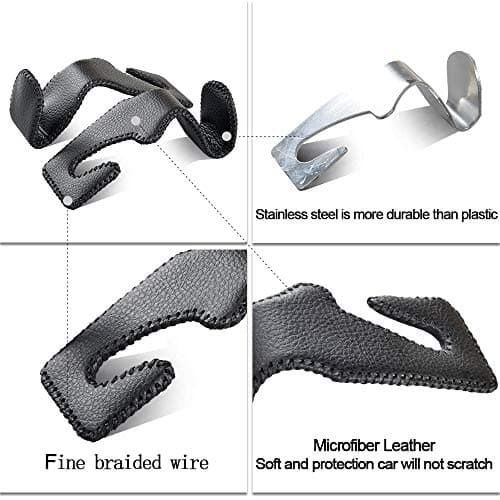 Car Hooks Universal Car Vehicle Back Seat Headrest Hanger Holder Hook Microfiber Leather & Stainless Steel for Bag Purse Cloth Drink Grocery (Black red)… — view 4