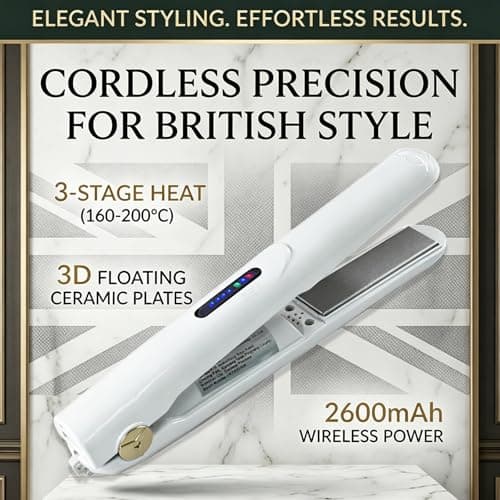 Mini Hair Straightener Rechargeable,2in1 Cordless Hair Straighteners and Curler,Mini Hair Straightener Wireless,Rechargeable Ceramic Mini Portable Curling Iron with 2600mah (White) — view 4