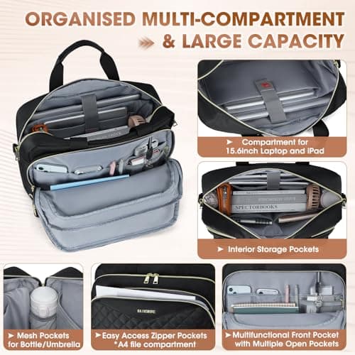 RAINSMORE Laptop Bags for Women 15.6 Inch Briefcase Messenger Bag — view 4