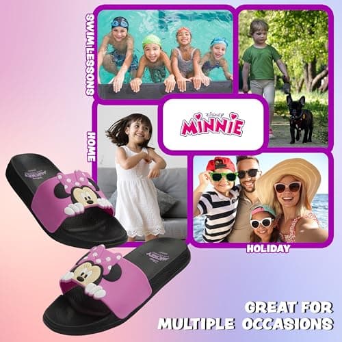 Disney Stitch Sliders for Girls Shower Beach Pool Shoes Slip On for Holiday Travel Summer Slippers Stitch Gifts for Girls (Pink Minnie, 12/13 UK) — view 5