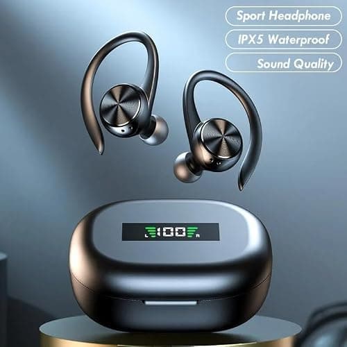 Noise Cancelling Headphones Wireless LED Display Black (White) — view 3