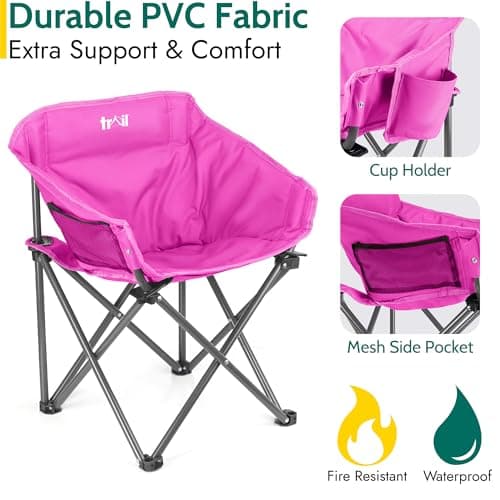 Trail Buzzard Kids Bucket Camping Chair, Pink — view 6