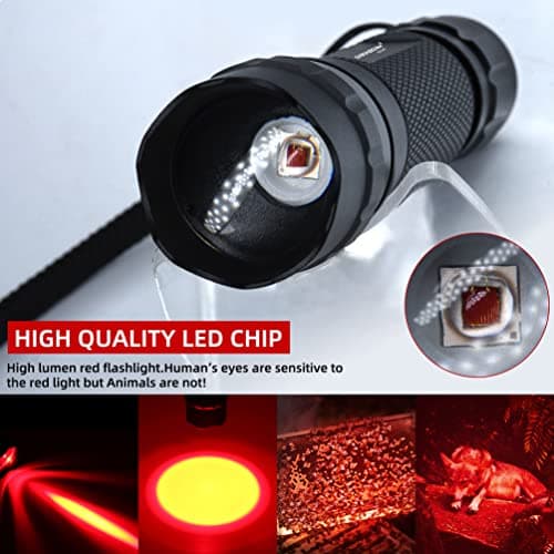 DARKBEAM Red Light Torch Tactical LED Rechargeable Flashlight, Zoomable — view 2