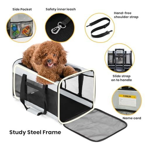 Conlun Dog Carrier Bag,Soft-Sided Pet Carriers for Dogs-L,Grey — view 4