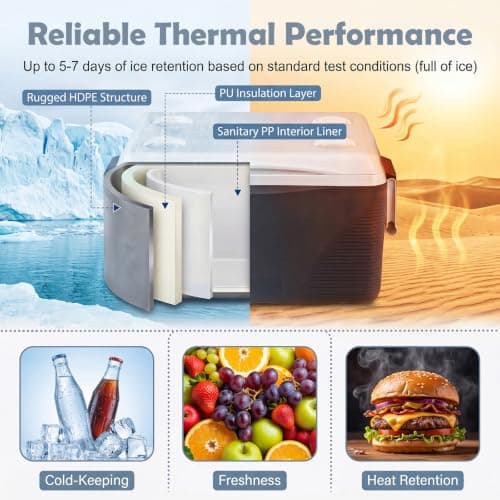 TANGZON 41 L Portable Hard Cooler Box, Heavy Duty Ice Chest (41L) — view 6