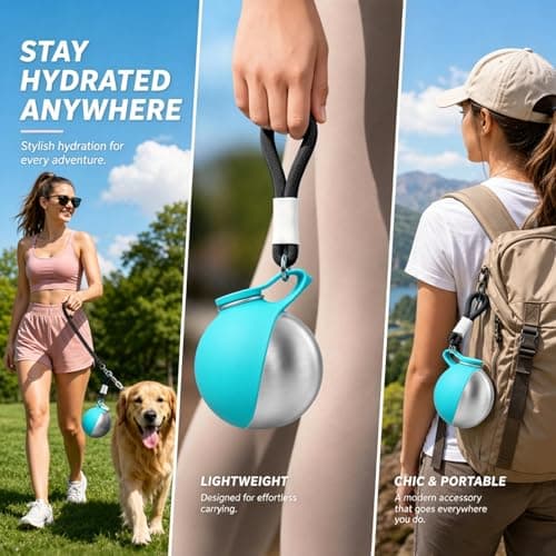 2-in-1 Dog Water Bottles for Walking, Stainless Steel Portable Dog Water Bottle for Travel, Leak Proof Compact Dog Travel Water Bottle for Walks, Hikes, Road Trips, Park Visits, Travel — view 6