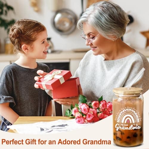 VivaJoy Grandma Gifts - Grandma Birthday Gifts, Creative Travel Mug, Coke Cup, GlassCup Mug with Straw and Lid, Perfect Grandmother Birthdays Mother Day Gift from Granddaughter Grandson — view 2