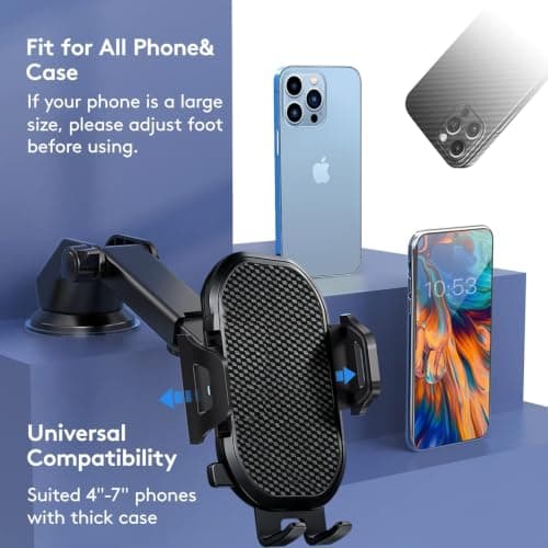 Car Phone Holder for Samsung Galaxy S23 S21 S22 S20 S24 Plus Ultra FE S10,A36 A26 5G A23 A33 A34 A15 A34 A14 5G A03 A03S A04S,Xiaomi 12 13,Redmi Note 11,3 in 1 Car Mount Air Vent/Dashboard/Windscreen — view 6