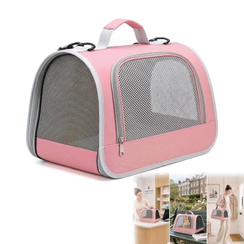Cat Carrier, Breathable Pet Carrier Bag Guinea Pig Travel Carriers Bag Portable Travel Pet Handbag with Mesh Windows for Small Medium Cats Puppies Airline Approved