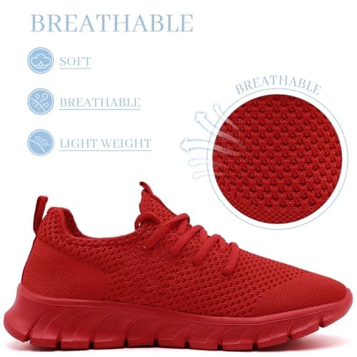 Mens Womens Trainers Running Shoes Slip On Gym Sports Red Size 9 UK — view 3