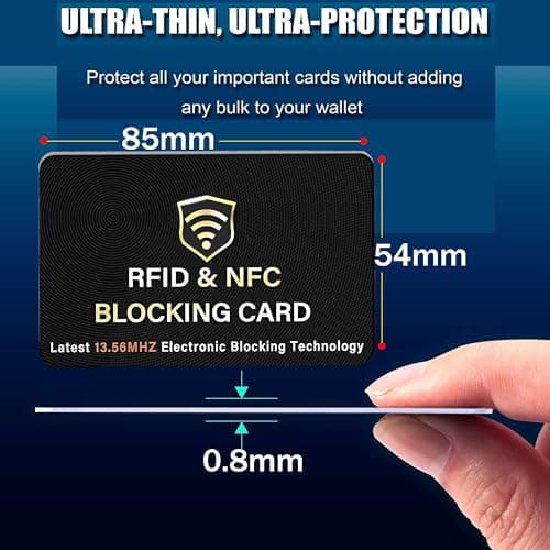 SAITECH IT RFID Blocking Card, 5 Pack Premium Contactless NFC Debit Credit Cards Passport Shield Protector Blocker Set for Men & Women, Smart Slim Design Perfect for Wallet/Purse - Black — view 2
