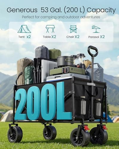 SONGMICS 200L Festival Trolley on Wheels, Foldable Camping Cart Wagon — view 4