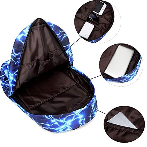 Ecohaso 15.6Inch Starry Lightning Stylish Backpack Travel Rucksack School Bags for Teenager Girls Boys Students Outdoor Hiking Camping Weekend Backpack (Black) — view 5