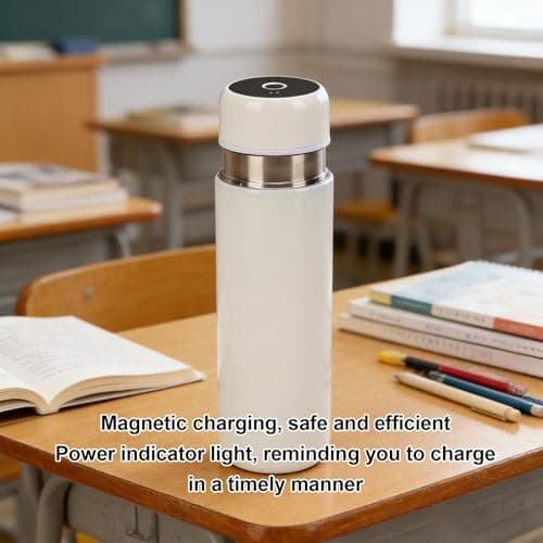 YUEHISY Smart Water Bottle with Fingerprint Lock, Double Layer Stainless Steel Bottle, Stores 10 Fingerprints, for Gym Office, 450ml — view 3