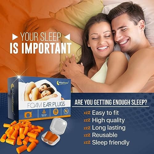 Premium Ear Plugs for Sleeping - 20 Pairs, Orange - Noise-Cancelling Earplugs for Peaceful & Uninterrupted Sleep - Soft & Comfortable Foam Ear Plugs for Work, Concerts & Travel by SleepDreamz — view 2