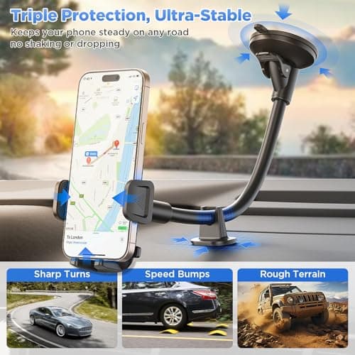 doenci Car Phone Holder, Super Suction Cup & 9 Inch Flexible Gooseneck Arm — view 3