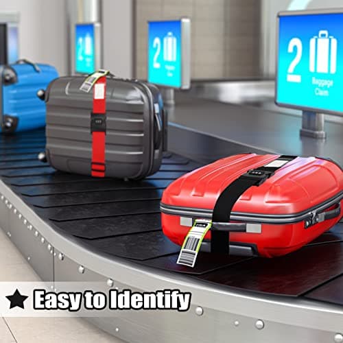 Luggage Strap, 2pcs Suitcase Straps with Password Lock Information Card, Adjustable Travel Packing Accessories Suitcase Belts with Buckle (Black, 2 PCS Set) — view 6