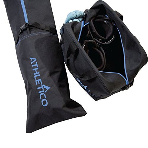 Athletico Two-Piece Ski and Boot Bag Combo | Store & Transport Skis Up to 200 CM and Boots Up To Size 13 | Includes 1 Ski Bag & 1 Ski Boot Bag (Black with Blue Trim) — view 4