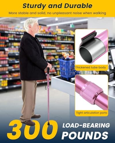 Walking Stick for Women, Adjustable Folding Walking Sticks for 5.2FT-6.1FT Ladies, 5-Section Different Size Collapsible Cane for Elderly — view 5
