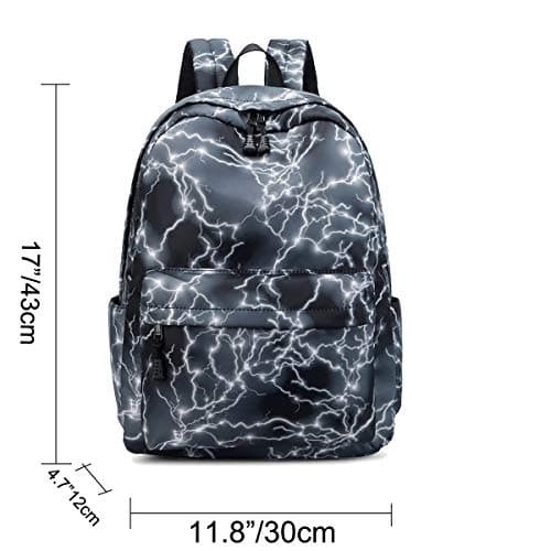 Ecohaso 15.6Inch Starry Lightning Stylish Backpack Travel Rucksack School Bags for Teenager Girls Boys Students Outdoor Hiking Camping Weekend Backpack (Black) — view 2